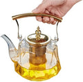 Glass Teapot 1L Glass Teapot With Removable Infuser Filterable Household Heat-resistant Steamed Tea Brewed Transparent for Loose Tea(Copper handle transp) by Unknown