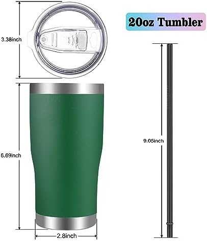 VEGOND 20oz Tumbler Stainless Steel Tumbler Cup with Lid And Straw Vacuum Insulated Double Wall Travel Coffee Mug(Dark Green 6 Pack) - Image 2
