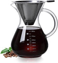 34oz Pour Over Coffee Maker with Stainless Steel Filter, Thickened Heat-Resistant Borosilicate Glass Dripper & Carafe, Stovetop Safe Hand Coffee Brewer with Handle for Home, Office, Camping (34oz) by bositigo