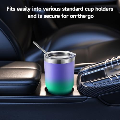 Volhoply 30oz Insulated Tumbler with Lid and Straw, Double Wall Inner & Outer 304 Stainless Steel Tumblers Bulk, Powder Coated Coffee Cup for Office, Home, Travel (Purple Green,4 Pack) - Image 6