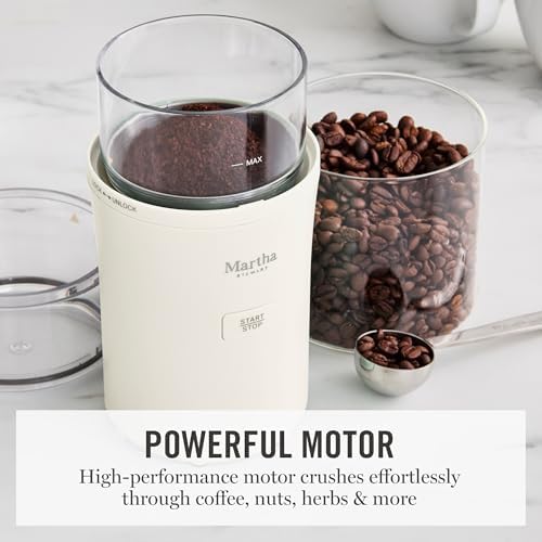 Martha Stewart Electric Coffee & Spice Grinder with Dual Bowls, Linen Cream - Image 4