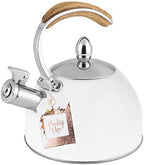 Pinky Up Presley Tea Kettle, Stovetop Stainless Steel Kettle, Whistling, Tea Accessory Gifts, Fast Boil Water Kettle, Wooden Handle, 70 Oz, White - Image 6