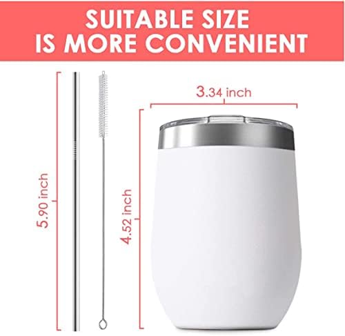 6 Pack 12 oz Stainless Steel Wine Tumbler with Lids, Double Wall Vacuum Insulated Travel Cup Including 6 Straws Set for Coffee, Cocktail, Drink, Tea and Beer (Assorted Colors) - Image 3