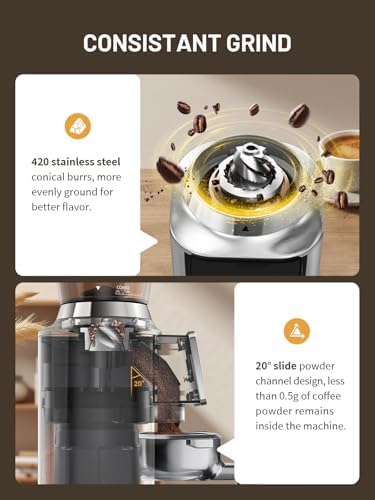 Conical Burr Coffee Grinder, Coffee Bean Grinder with Touch Screen 34 Grind - Image 2