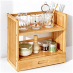 AIEVE Matcha Station Organizer, 2-Tier Bamboo Shelf with Hidden Drawer, Coffee Station Organizer Mug Holder Shelf for Matcha Whisk Set Bowl Cup Scoop Sifter by Aieve