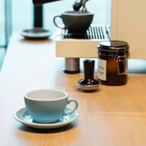 Loveramics Coffee Cup Ceramic, 8 oz Latte Art Cup with Saucer for Cappuccino, Tea, Espresso, Thick - walled stoneware Cappuccino mug Set for Cafe and Barista - Potters Colours (Ice Blue, 8OZ) - Image 4