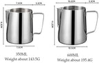 350ml or 600ml Stainless Steel Milk Frothing Pitcher Steaming Pitcher With Internal Scale Coffee Milk Frothing Cup for Espresso Machines (white, 350ml) - Image 2