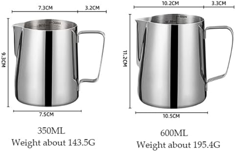 350ml or 600ml Stainless Steel Milk Frothing Pitcher Steaming Pitcher With Internal Scale Coffee Milk Frothing Cup for Espresso Machines (white, 350ml) - Image 2