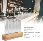 Glass Tubes, Coffee Bean Storage Tubes, Coffee Bean Airtight Storage Containers for Fresh Beans Solid Wood Base Suits Home Coffee Shop (5 Hole) - Image 4