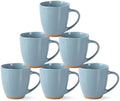 AmorArc 12oz Ceramic Coffee Mugs set of 6, Stylish Coffee Mugs with Rustic Terracotta Underside for Latte/Cappuccino/Milk/Cocoa, Dishwasher&Microwave Safe, Stone Blue by AmorArc