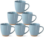 AmorArc 12oz Ceramic Coffee Mugs set of 6, Stylish Coffee Mugs with Rustic Terracotta Underside for Latte/Cappuccino/Milk/Cocoa, Dishwasher&Microwave Safe, Stone Blue by AmorArc
