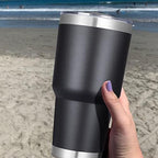 DOMICARE 30 oz Tumbler with Lid and Straw, Stainless Steel Tumblers Bulk, Insulated Vacuum Double Wall Travel Coffee Mug, Durable Powder Coated Tumbler Cups (Black, 12) - Image 6