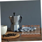 SOLUSTRE 6 Tubes Coffee Bean Container Glass Bottle Set with Wooden Stand - Image 6
