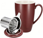 PATIKIL 450 Ml/15 oz Ceramic Tea Infuser Mug with Lid and Stainless Steel Filter | Microwave & Dishwasher Safe Loose Leaf Tea Cup for Office Home Gift, Brownish-red by PATIKIL