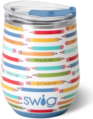 Swig Life 12oz Insulated Wine Tumbler with Lid, Teacher Life by SwigLife