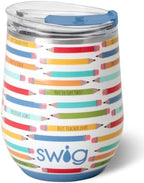 Swig Life 12oz Insulated Wine Tumbler with Lid, Teacher Life by SwigLife