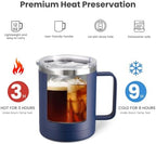 MEWAY 12oz Coffee Mug With Handle 8 Pack Bulk,Stainless Steel Insulated Travel Tumblers With Sliding Lid,Double Wall Vacuum Camping Cup for Hot & Cold Drinks Tea (Navy,Set of 8) - Image 3