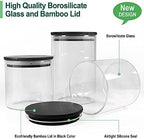 Urban Green Glass Jars with Black Lids, Glass Food Storage Canister with black lids, Pantry Flour Jars, Large Size Food Storage Containers set (2 Sets of 100oz) - Image 2