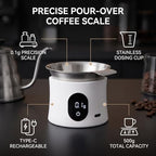 Coffee Scale Digital with Dosing Cup LED Display for Beans (White) - Image 3