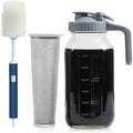 Iced Tea Maker Cold Brew Coffee Pitcher Jar 64Oz, Thick Glass Cold Brew Pitcher Flip Cap Spout Lid with Handle by Unknown