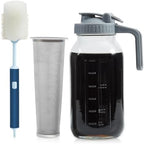 Iced Tea Maker Cold Brew Coffee Pitcher Jar 64Oz, Thick Glass Cold Brew Pitcher Flip Cap Spout Lid with Handle by Unknown