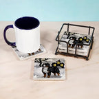 CafePress BERNESE MOUNTAIN DOG SNOWY DAY Tumbled Stone - Set of 4 Coasters Set of 4 w/holder - Image 3