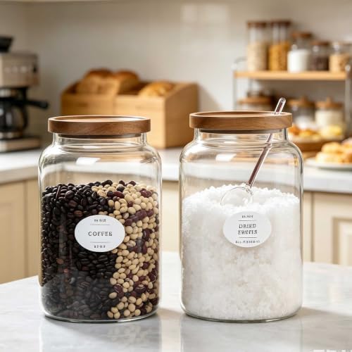 1 Gallon Glass Jars with Wood Lids and glass spoon, Sealable Waterproof, Borosilicate Large Tall Glass Sugar Flour Storage Container Jar Set for Candy, Cereal - 2 Pack (1 Gallon - 2 pack) - Image 6