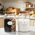 1 Gallon Glass Jars with Wood Lids and glass spoon, Sealable Waterproof, Borosilicate Large Tall Glass Sugar Flour Storage Container Jar Set for Candy, Cereal - 2 Pack (1 Gallon - 2 pack) - Image 6