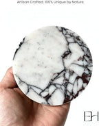 4" Round Calacatta Viola Marble Coasters Set of 4 for Coffee Table - Image 3