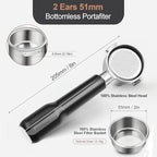 51mm Bottomless Portafilter & 51mm Adjustable Coffee Distributor Bundle, 2 Ears Stainless Steel Head, Only Compatible with De'Longhi ECP3420, EC155, BCO430, EC260, and ECP3120 - Image 4
