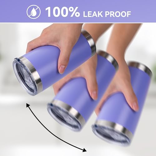 20 oz Tumbler Stainless Steel Tumblers Bulk with Lid Double Wall Insulated Coffee Tumbler Cups for Hot & Cold Drinks Powder Coated Travel Coffee Tumbler Mug Metal (Lavender, 12 pack) - Image 3