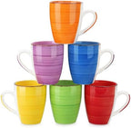 vancasso Bonita Set of 6 Stoneware Tea Coffee Cups 480 ml, Cold Colour Mug Set – Microwave Safe, Dishwasher, Multi-Coloured by vancasso