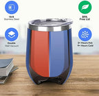 DOMICARE Stainless Steel Wine Tumbler Bulk with Lid, Personalized Insulated Tumblers Set, 12oz Travel Coffee Cups Pack of 12, Dark Blue - Image 2