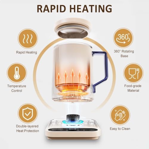 MIKMOK Electric Coffee Mug, Beverage Warmer 400ml, 300W Water Rapid Boiler - Image 2
