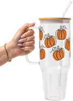 Sip-Sip Hooray! Pumpkin Patch 40oz Glass Tumbler with Lid and Straw by Sip-SipHooray