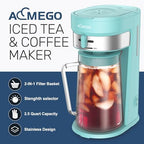 AEMEGO Iced Tea Maker, Brewing System with 2.5-quart Glass Pitcher, sliding strength selector, Stainless Steel Decoration, Reusable Filter (Green) - Image 2