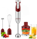 MegaWise 5-in-1 Hand Blender Set with Variable Speed Control, 400W Immersion Blender - Includes Whisk, Milk Frother, Chopper, and Beaker for Smoothies, Soups, and Baby Food (RED) by MEGAWISE