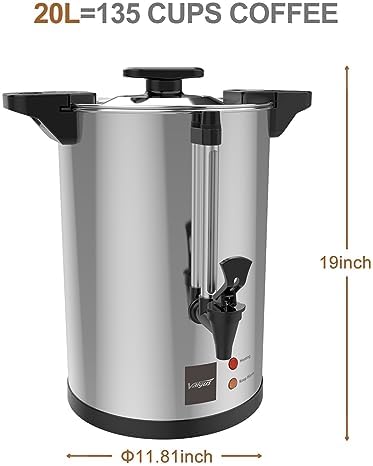 Valgus 135 Cup Commercial Coffee Urn, 20L Stainless Steel Electric - Image 2