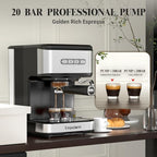20 Bar Espresso Machine with Milk Frother Steam, Stainless Steel 1100W - Image 3