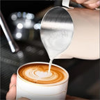Milk Frother Cup Stainless Steel Stainless Steel Milk Frothing Jug Long Rounded Spout Latte Art Pitcher Frother Professional Barista Steaming Accessorie(600ml-Beige) - Image 7