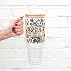 Sip-Sip Hooray! Just One More Chapter 40oz Glass Tumbler with Lid and Straw - Image 2