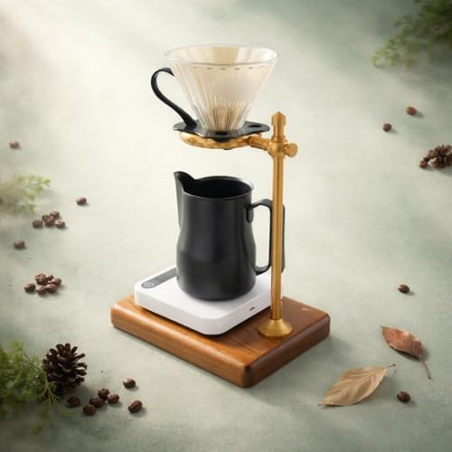 Coffee Stand Manual Dripper Holder Pour Over Rack Wooden Base Metal Support Adjustable Joint Stable Circle Suitable for home coffee corner modern style - Image 5