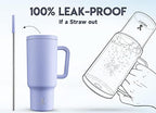 Meoky 40oz Tumbler with Handle, Leak-proof Lid and Straw, Insulated Coffee Mug Stainless Steel Travel Mug, Keeps Cold for 34 Hours or Hot for 10 Hours (Lilac) - Image 3