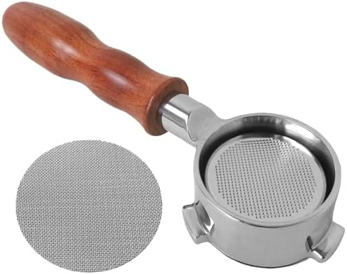 54mm Bottomless Portafilter, Include 18-20g Capacity Filter Basket, Compatible for Breville Barista Express Pro Touch Infuser Espresso Accessories, Stainless Steel Basket, Solid Wood Handle by Bryzantine