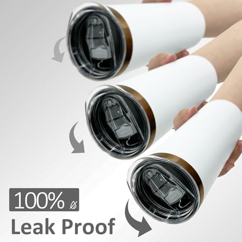 20 oz Skinny Tumblers Bulk with Lids and Straws White,4 pack - Image 3