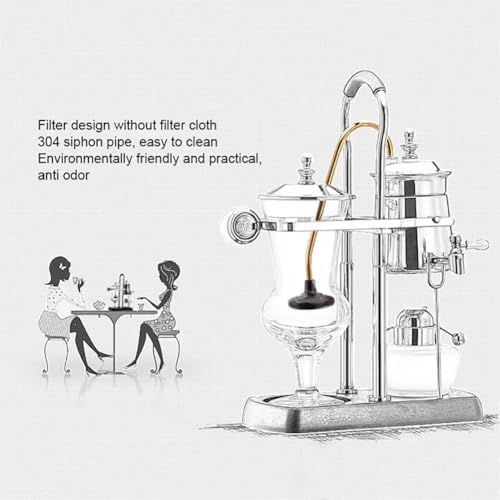 Siphon Coffee Maker, 3-5 Cups Detachable Siphon Coffee Brewer, 304 Stainless Steel Mesh and High Borosilicate Heat-Resistant Glass, Double Ridged Fulcrum with Tee Handle for Coffee, Tea - Image 7