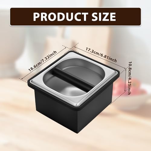 Stainless Steel Coffee Knock Box - Espresso Grounds Bin with Silicone Bar, Dishwasher Safe Espresso Knock Box for Home & Commercial Use (Small) - Image 2