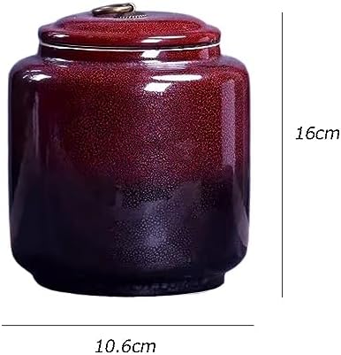 Tea Tin Canister Chinese Retro Kiln Change Glaze Loose Leaf Tea Warehouse Large Sealed Storage Jar Decorative Porcelain Food Containers Canisters(Black) - Image 2