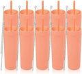 Volhoply 16oz Plastic Skinny Tumbler with Lid and Straw Bulk 10 Pack,Insulated Double Wall BPA Free Matte Acrylic Tumblers,Iced Coffee Travel Reusable Party Cup,Customizable Diy Gifts(Orange,10 Set) by LiveFully%EF%BC%8CDrinkFreely%E2%80%94KeepGoingwithVolhoply%EF%BC%81