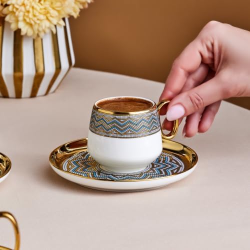 KARACA Suadiye 12 Piece Turkish Coffee Cup Set for 6, 90ml - Image 3